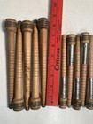 Wood Spools  Bobbin  Quills 7  Silver Sleeve And 8 75   Primitive Lot Of 10