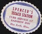 Spencer s Texaco Station Curb Service Rainbow Inn Blue Earth Mn Label 2 w
