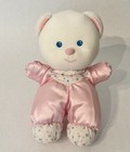 Vintage 1992 Fisher Price Plush White Pink Satin Teddy Bear Stuffed Animal Lovey