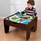 Reversible Wooden Activity Table With Board And Train Set Espresso For Ages 3 