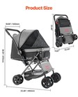Foldable Pet Stroller 4 Wheels Travel Dog Cat Stroller Reversible Handle Up To 4