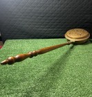 Antique Engraved Copper Bed Warmer Long Wood Handle