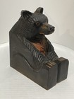 Hand-carved Wooden Bear 6    Grizzly Brown Black Art Sculpture Bookend Folk Art