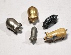 5 Vintage Miniature Pig Lot Of Metal Casted 
