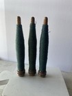 3 Old Vintage Wooden Bobbin Spools Thread  Green Yarn Primitive Decor Rustic