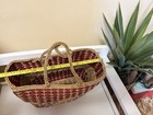 Vintage  Bolga Ghana Market Basket  12x16x8   Handwoven Elegant Grass 