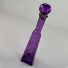Vtg Amethyst 17  Genie Glass Decanter Bottle Purple Cork Stopper Triangle Base