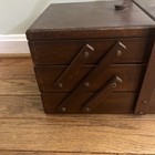 Vintage Wooden Accordion Fold Out Sewing Box Very Good Condition