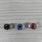 Lot Of 3 Handmade Art Glass Swirl Marbles Black Blue Red Toy Marbles