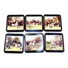 Vintage Pimpernel Coasters Fox Hunt Cork Back Equestrian Horse Square Set Of 6