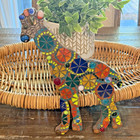 Multicolored  Mosaic Giraffe Figurine On Wood Base 11  Tall Signed
