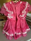 Vtg Marthas Miniature    Dress 2t 3t Circle Skirt Sheer Chiffon Lace Bell Ruffle