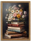 Krtoni Framed Farmhouse Vintage Canvas Wall Art  16l  X 12w  Flower Book