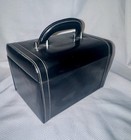Vintage Travel Cosmetic Train Case Jewelry Box Tan Interior Free Shipping