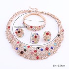 Women s Gold-plated Crystal Necklace Bangle Earring For Bridal Wedding Party Set