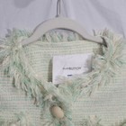 Push Button Women s Wool Blend Boucle Ivory Mint Green Tweed Blazer Size L