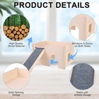 Wooden Two-story Small Animal Hideout With Washable Pad Stairs Windows Easy
