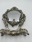 Vintage Silver Plated Table Tilting Vanity Mirror Cherubs French Victorian