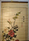 Chinese Roll-up Bamboo Scroll Wall Decor  12 5  X 32 5  Chickens   Flowers