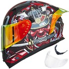 Ilm Motorcycle Helmet Full Face With Mirrored clear Visors 2 Fins Dot Approved