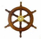 24 inch Vintage Wooden Steering Wall Wood Brass Boat Wheel Nautical Ship Gift