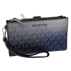 Michael Kors Jet Set Travel Double Zip Wristlet Wallet Mk Signature Logo Black