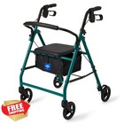 Medline Aluminum Rollator Walker Green 250lb Seat 6  Wheels Foldable