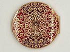 Stratton Red   Gold Enamel Compact Mirror Full Powder Cake Made England-vintage