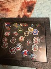 Carnival Cruise Display Case With 25 Various Platinum gold Ship Pins 