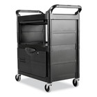 Rubbermaid Commercial 345700bla 2 Shelf Utility Cart W  Locking Doors - Blk New
