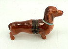 Studio Usa Signed Porcelain Dachshund Dog Trinket Box W  Bone 2 75 