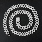 Cuban Link Chain Mens Iced Out Miami Necklace Silver Bling Diamond 20in 