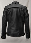 Men s Military Jacket Black Genuine Lambskin Leather Vintage Jacket Style Snap