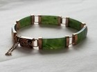 Vintage 14k Gold Chinese Emerald Green Jade 6 Panel Bracelet