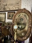 Antique World War I Doughboy Portrait Convex Bubble Glass Patriotic Eagle Frame