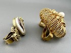 Vintage Scarf Clip Lot Floral Wire Burst Victorian Revival Cameo Portrait Slide