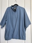 Footjoy Mens Large Slate Blue Snaps Short Sleeve Golf Windbreaker Jacket Dadcore