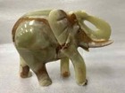 Hand Carved Jade  Onyx Elephant Sculpture H 6 5 W 8 