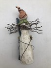 Rustic Snowman Holding Skis W scarf Winter Christmas Cottage-core 5 5  Free Ship