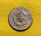 1864 Two Cent Piece Large Motto - Good Condition  potenitally Cleaned 