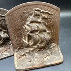 Antique Bron Met Bronze Cast Iron Clipper Ship Bookends Nautical Doorstops Pair