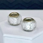 White Foil Glass Bead Charms Cream Murano Style Add-a-bead Compatible Set 2