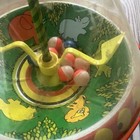 Vintage Tin Metal Large Spinning Top Toy With Animals By Ohio Art  Working