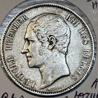 1865 Belgium Silver Five 5 Francs Extra Fine Xf Condition Coin Km 17