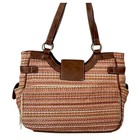 Rosetti Woven Satchel Bag Womens Pink Tan Brown Jute Shoulder Handbag Purse 