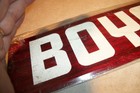 New Old Vtg  1950 s   boys  Reflective Paint Metal Commercial Restroom Sign