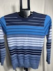 Faze1 Boys Blue Navy White Striped Crew Neck Cotton Knit Pullover Sweater Size L