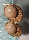Vintage Bracelet And Earrings Gold Tone Textured And Etched And Clip On Jwly Set