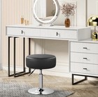 Adjustable 360   Swivel Vanity Stool In Black - Modern Makeup Chair For Any Space