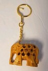 Hand Carved 2  Wooden Elephant Good Luck Key Chain